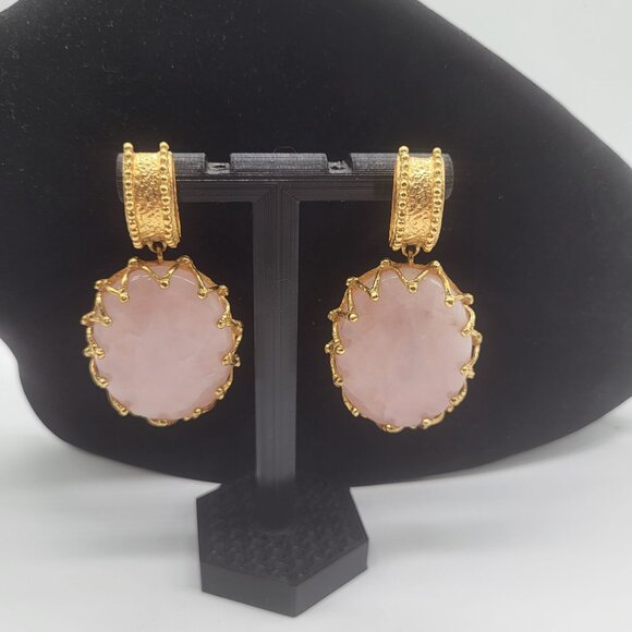 Christie Nicolaides Jewelry - Christie Nicolaides LOLA Earrings Pink Quartz Gold Plated Casa Biscaya Australia